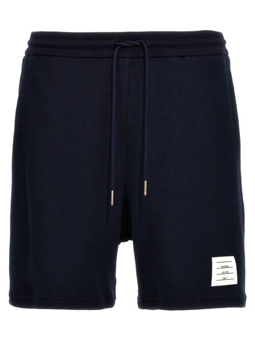 Cotton knit bermuda shorts THOM BROWNE Blue