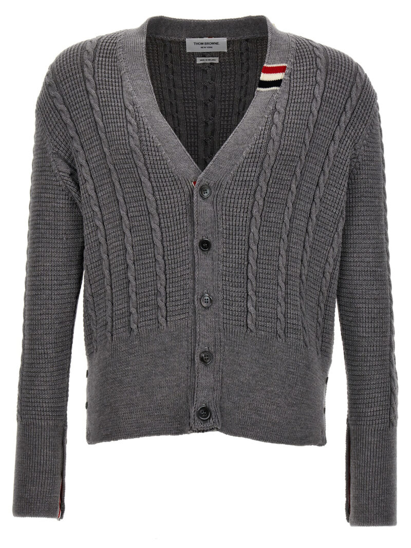 'Cable stitch' cardigan THOM BROWNE Gray
