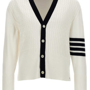 'Placed Baby Cable' cardigan THOM BROWNE White