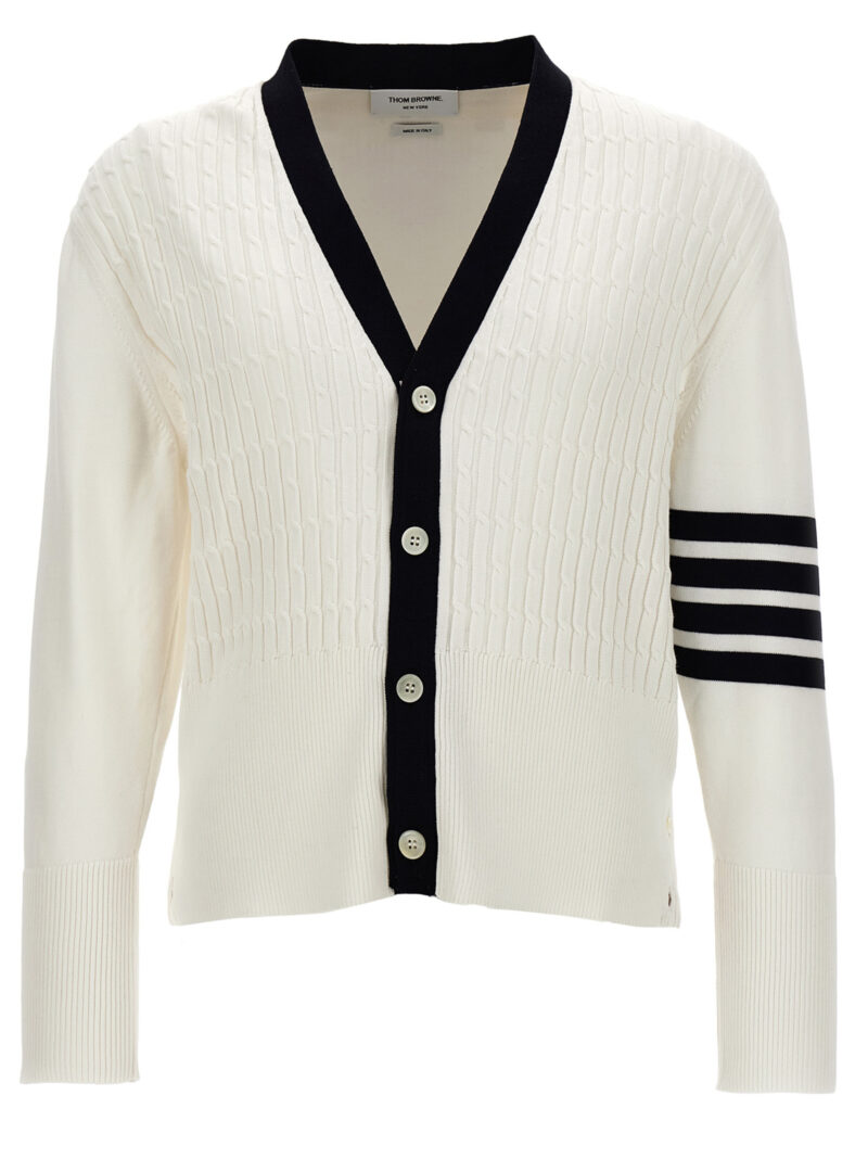 'Placed Baby Cable' cardigan THOM BROWNE White