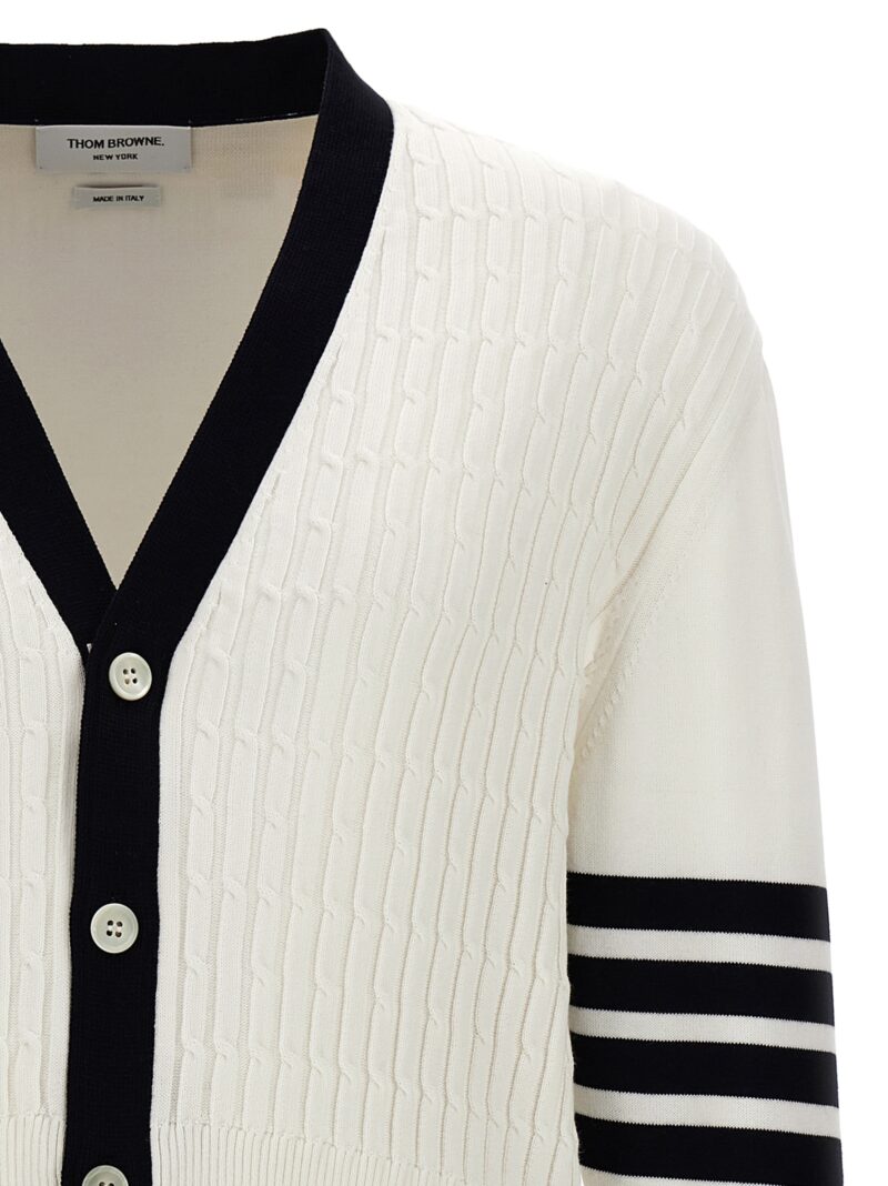 'Placed Baby Cable' cardigan Man THOM BROWNE White