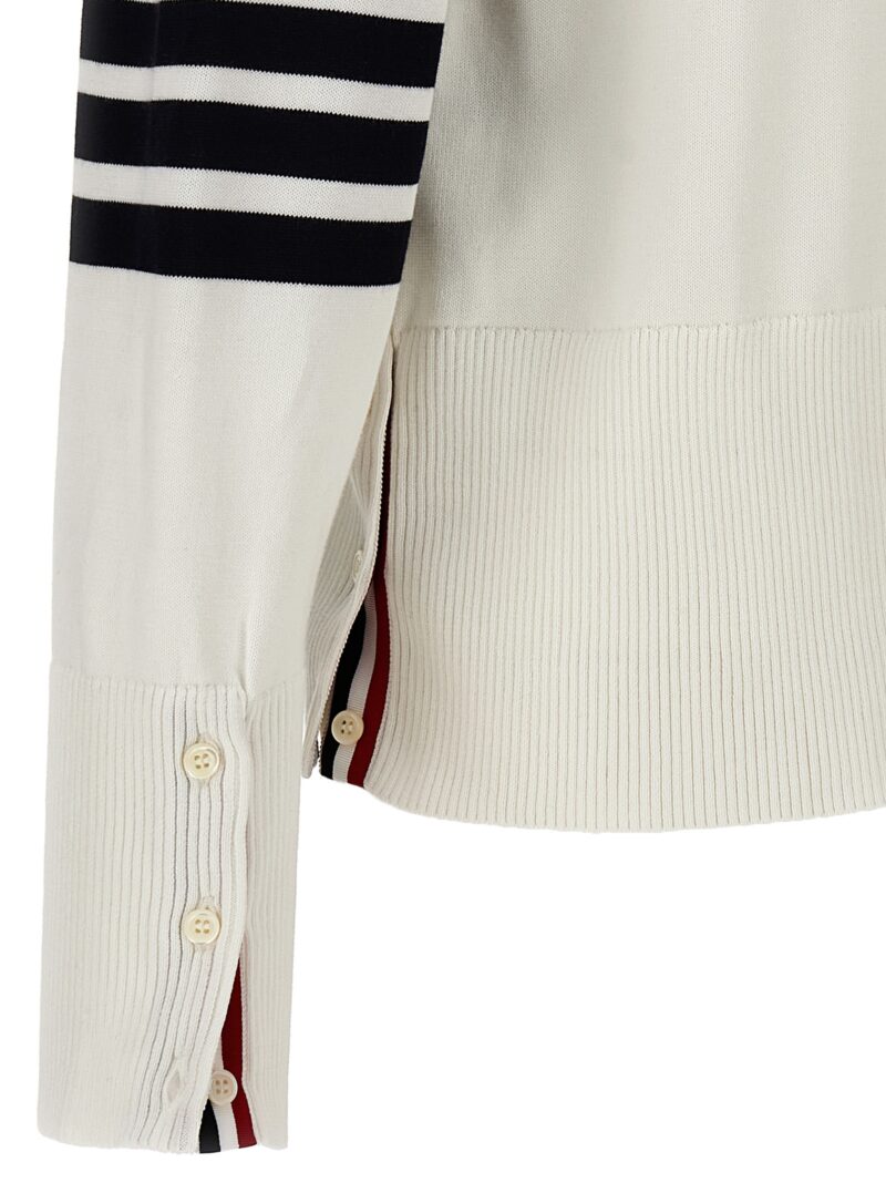 'Placed Baby Cable' cardigan 100% cotton THOM BROWNE White