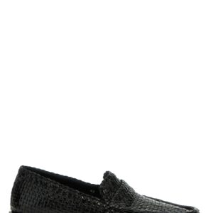 Braided leather loafers MARNI Black