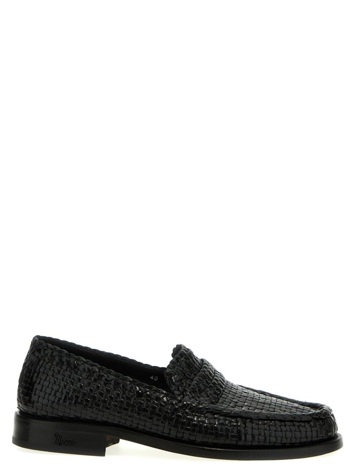 Braided leather loafers MARNI Black