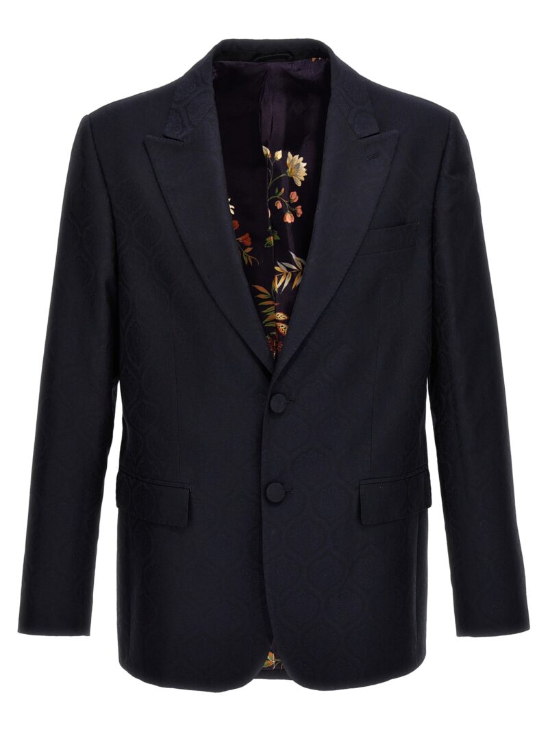 Single-breasted jacquard blazer ETRO Blue