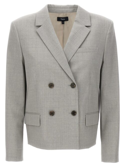 Double-breasted blazer THEORY Gray