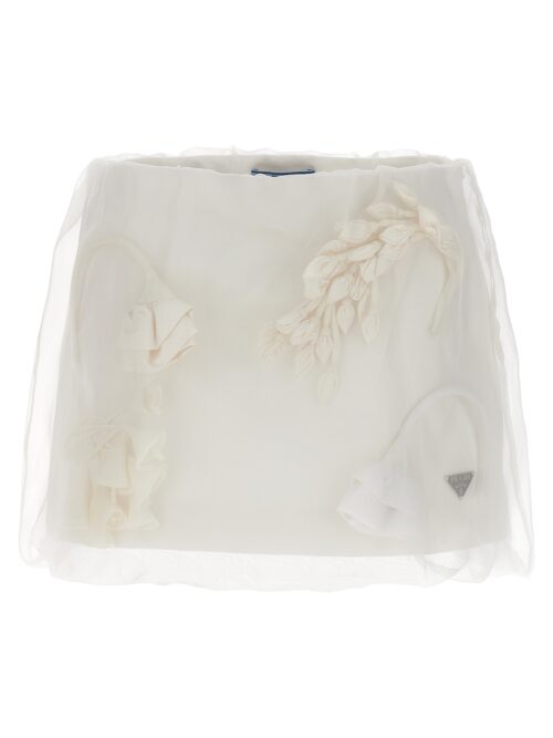 Satin organza skirt PRADA White