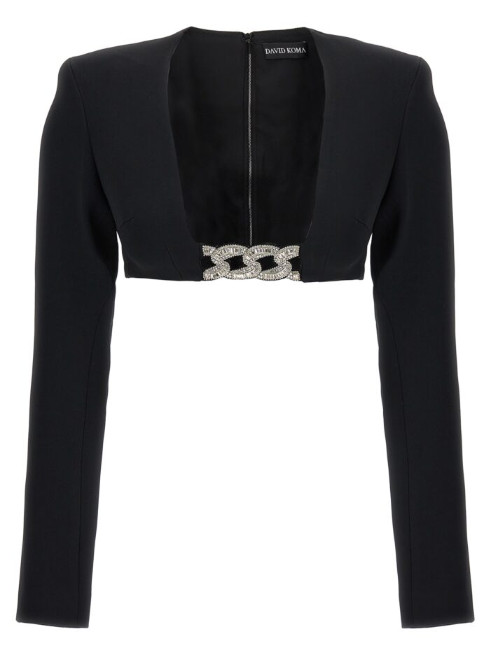 Top '3D Crystsal Chain and Square Neck' DAVID KOMA Black