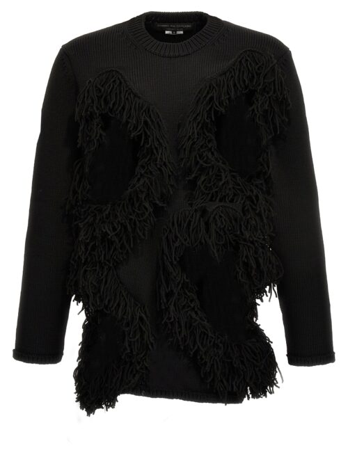 Cut-out and fringed sweater COMME DES GARÇONS HOMME PLUS Black