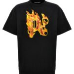 'Burning Monogram' T-shirt PALM ANGELS Black