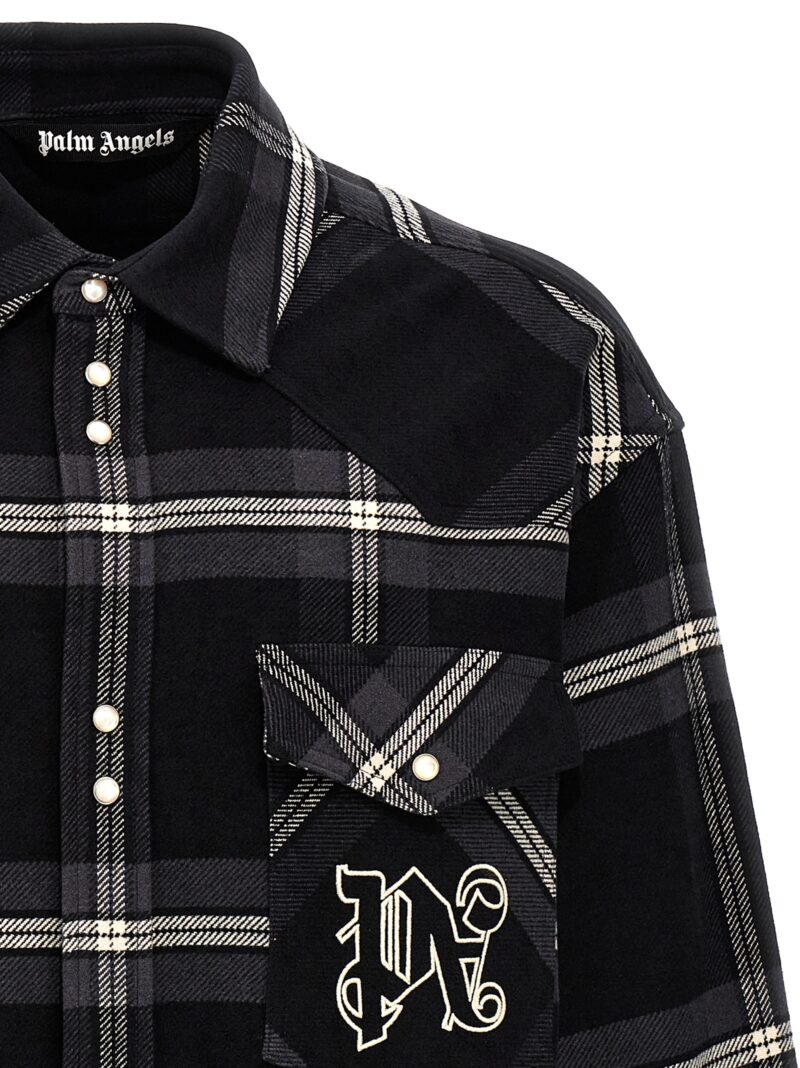 'Monogram Check' overshirt Man PALM ANGELS Gray