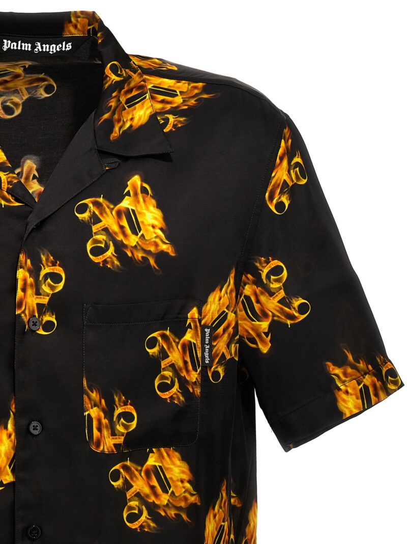 'Burning Monogram' shirt Man PALM ANGELS Black