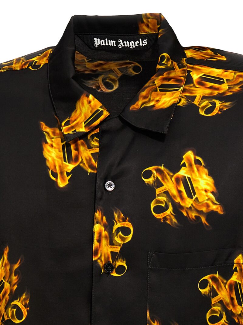 'Burning Monogram' shirt 100% viscose PALM ANGELS Black