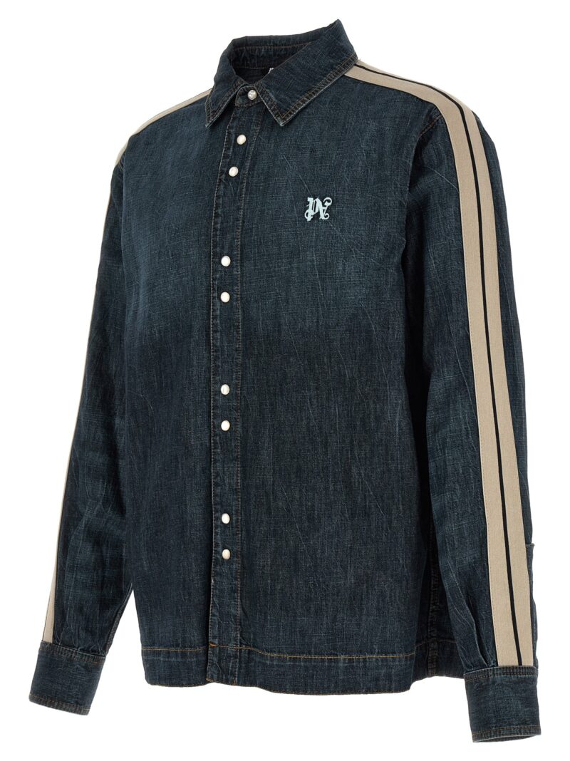 'Monogram Track' shirt Man PALM ANGELS Blue