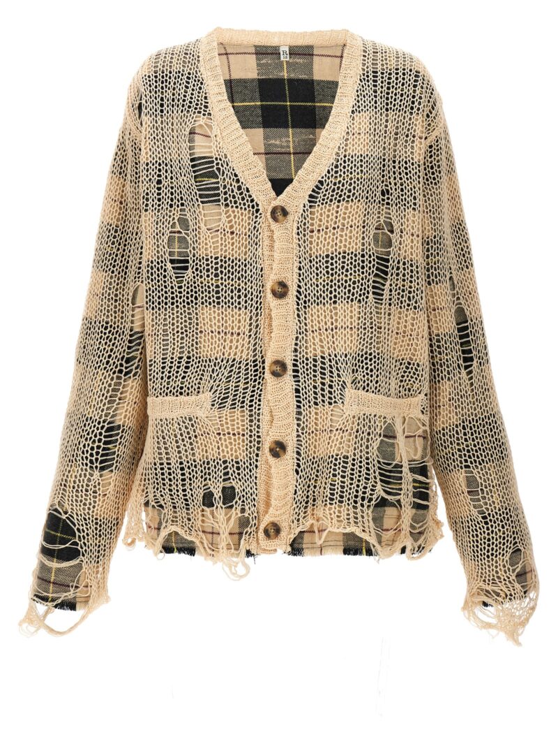 'Overlay distressed' cardigan R13 Beige