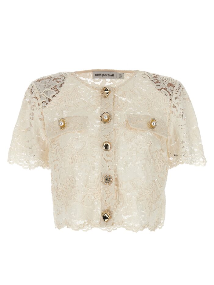 'Cream Cord Lace' shirt SELF PORTRAIT White