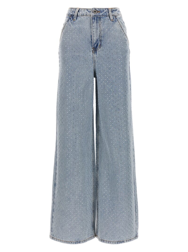 'Rhinestone Wide Leg' jeans SELF PORTRAIT Light Blue