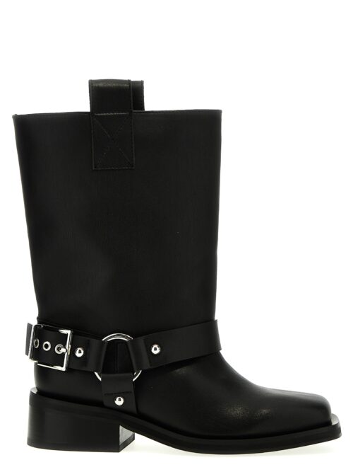 'Black Mid Shaft Biker' boots GANNI Black