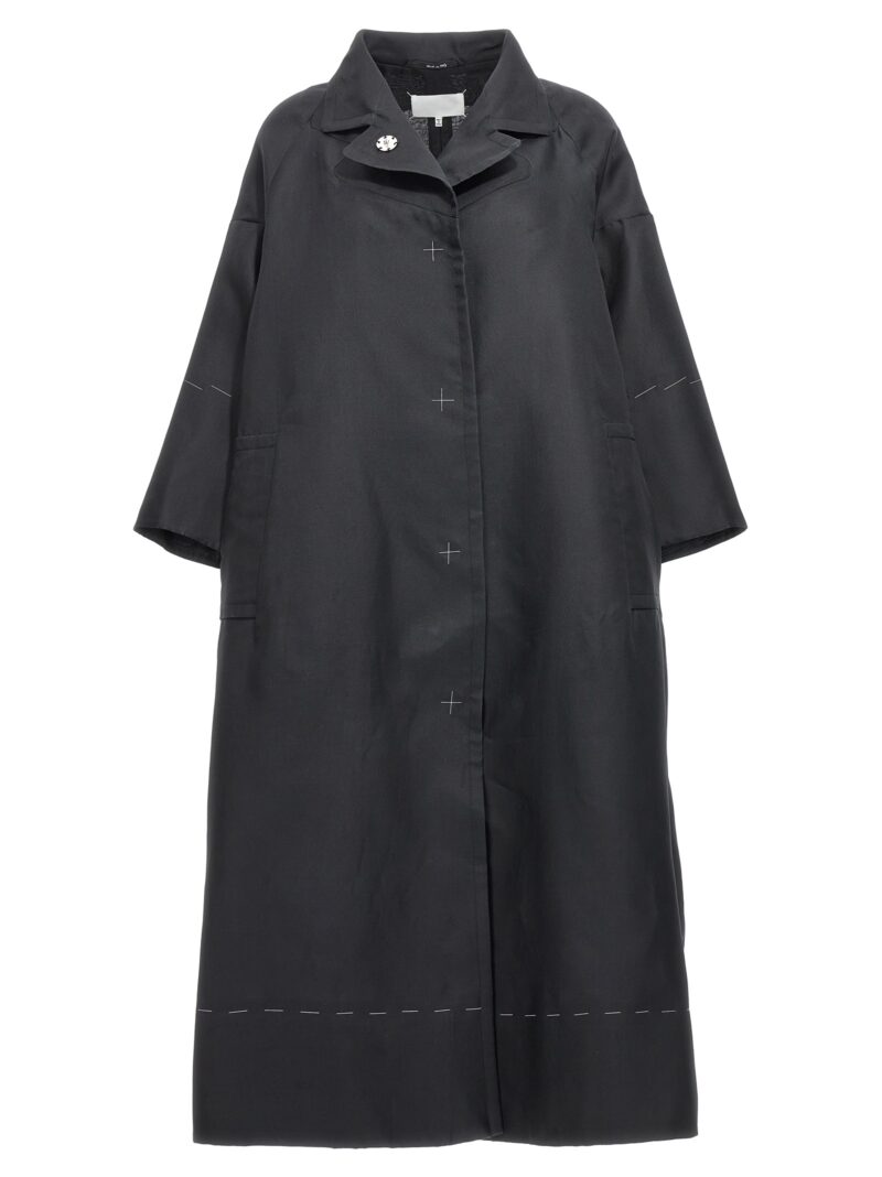 Contrast stitching silk coat MAISON MARGIELA Black