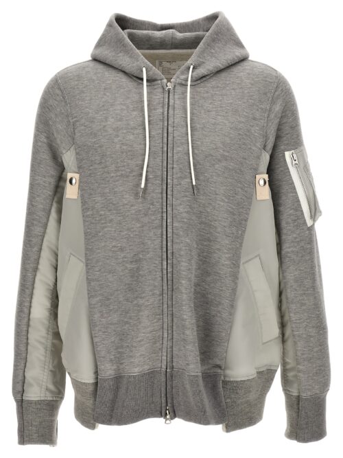 Two-material hoodie SACAI Gray