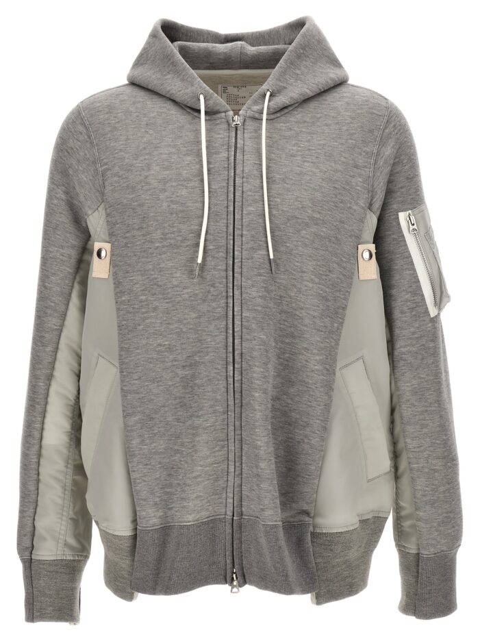 Two-material hoodie SACAI Gray