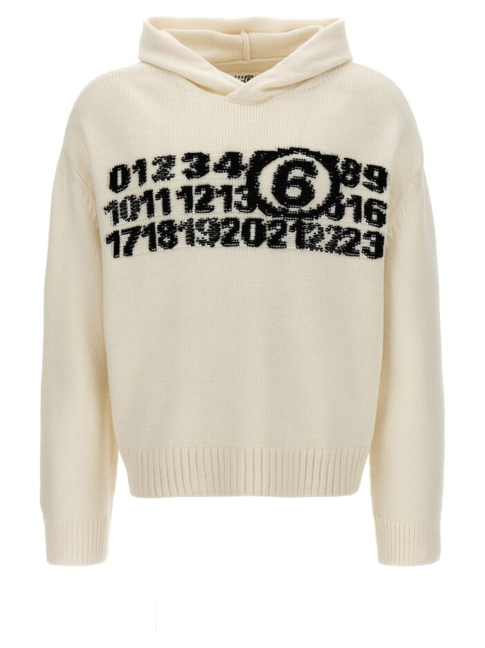 'Numeric signature' hooded sweater MM6 MAISON MARGIELA White/Black