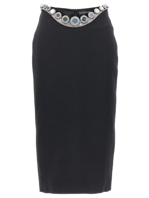 'Puffer Circle Embroidery' skirt DAVID KOMA Black