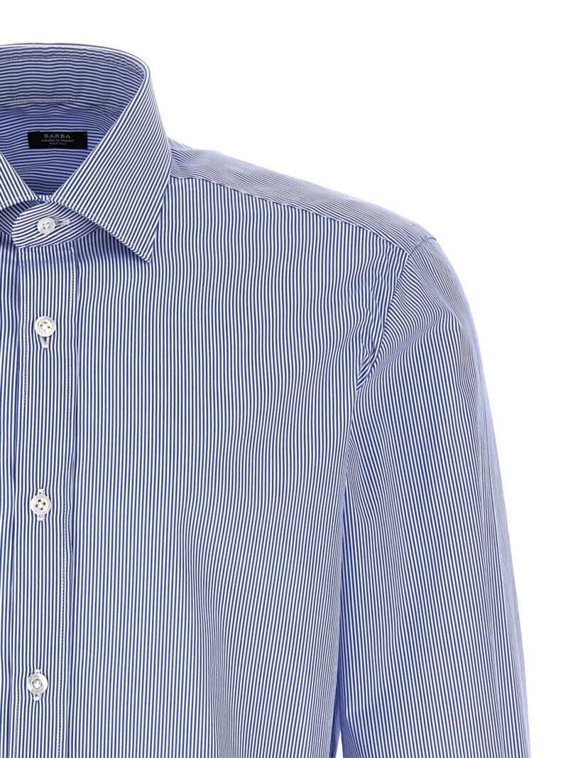 Stripe poplin shirt Man BARBA Light Blue