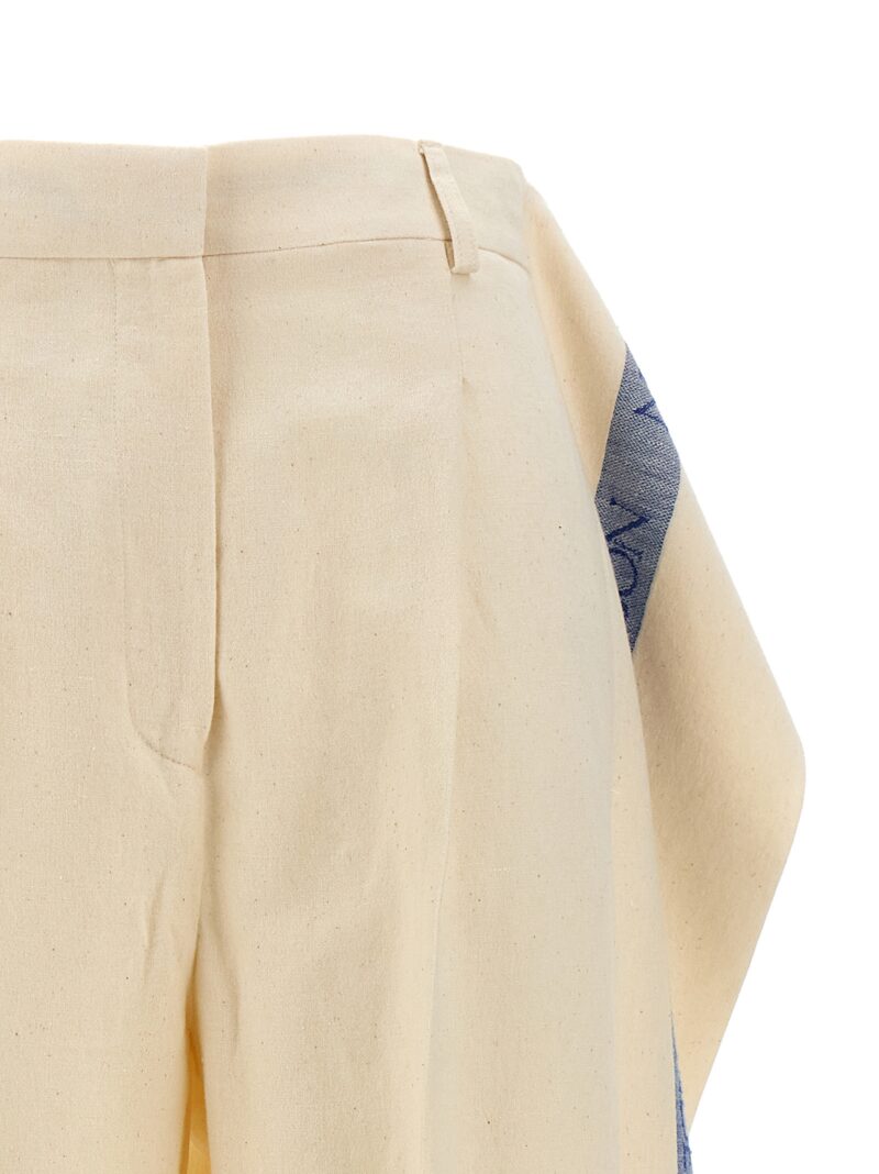 Logo band panel pants 50% linen