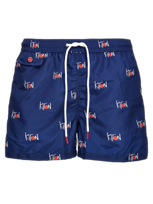 Logo print swim shorts KITON Blue