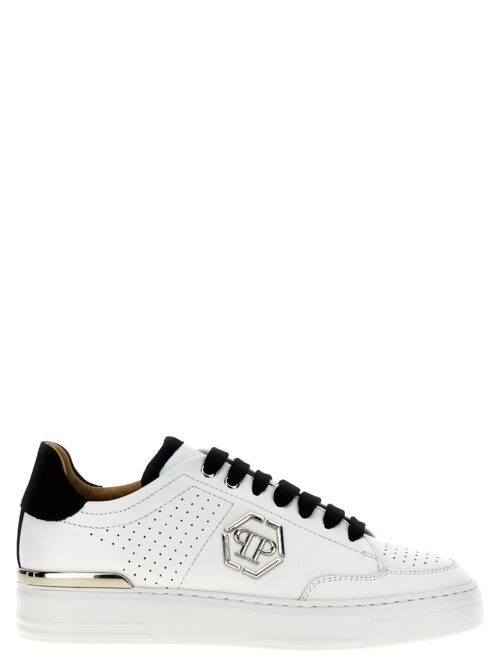 'Mix Leather Lo-Top' sneakers PHILIPP PLEIN White/Black