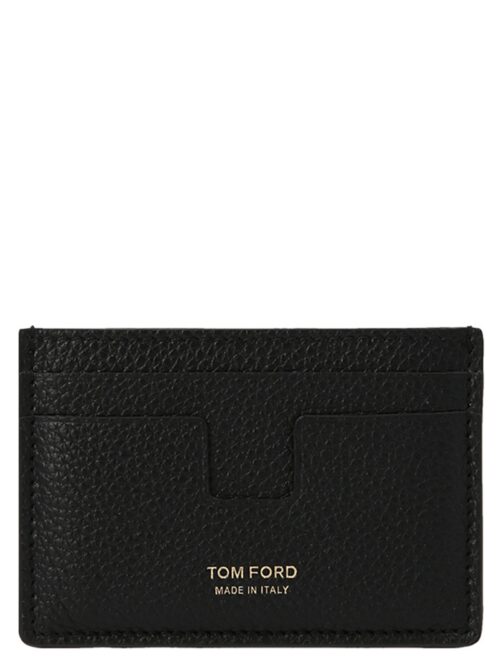 Logo leather card holder TOM FORD Black