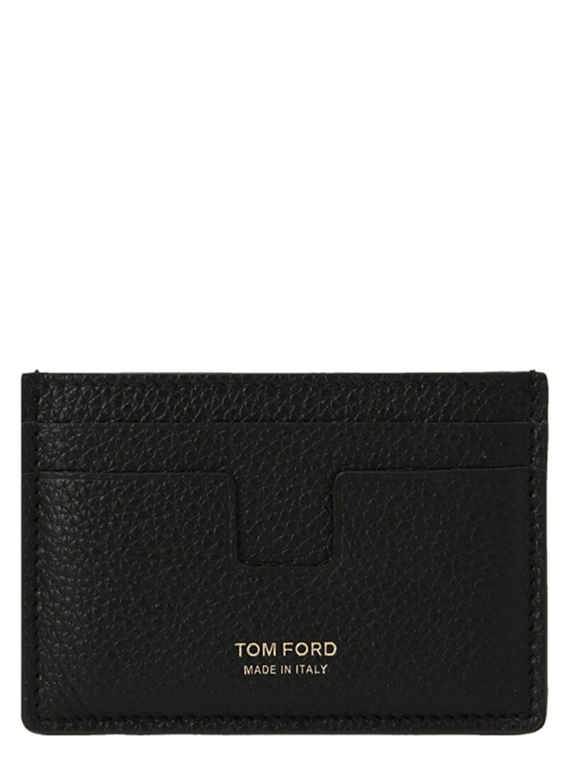 Logo leather card holder TOM FORD Black