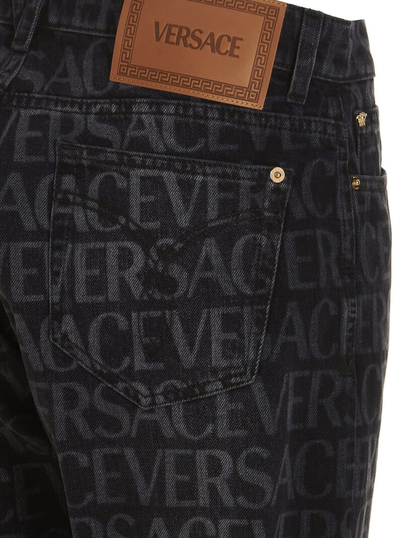 Logo print jeans 100% cotton VERSACE Black