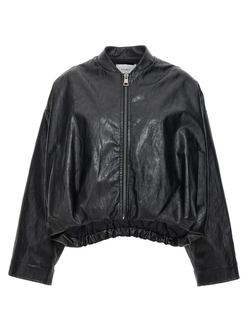 Faux leather bomber jacket NUDE Black