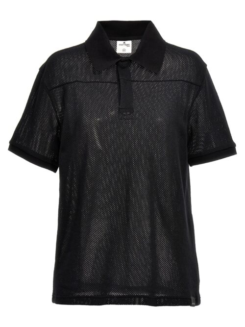 Mesh fabric polo shirt COURREGES Black