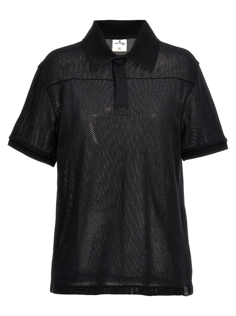 Mesh fabric polo shirt COURREGES Black