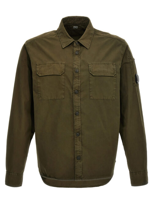 Gabardine shirt with logo badge C.P. COMPANY Green