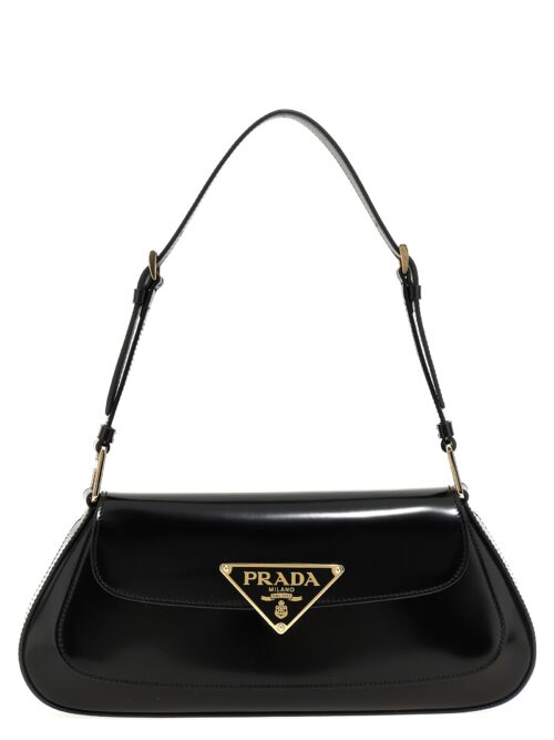 Brushed leather shoulder strap PRADA Black