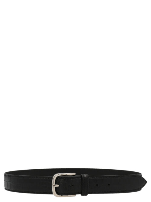 Croc print belt ANDREA D'AMICO Black