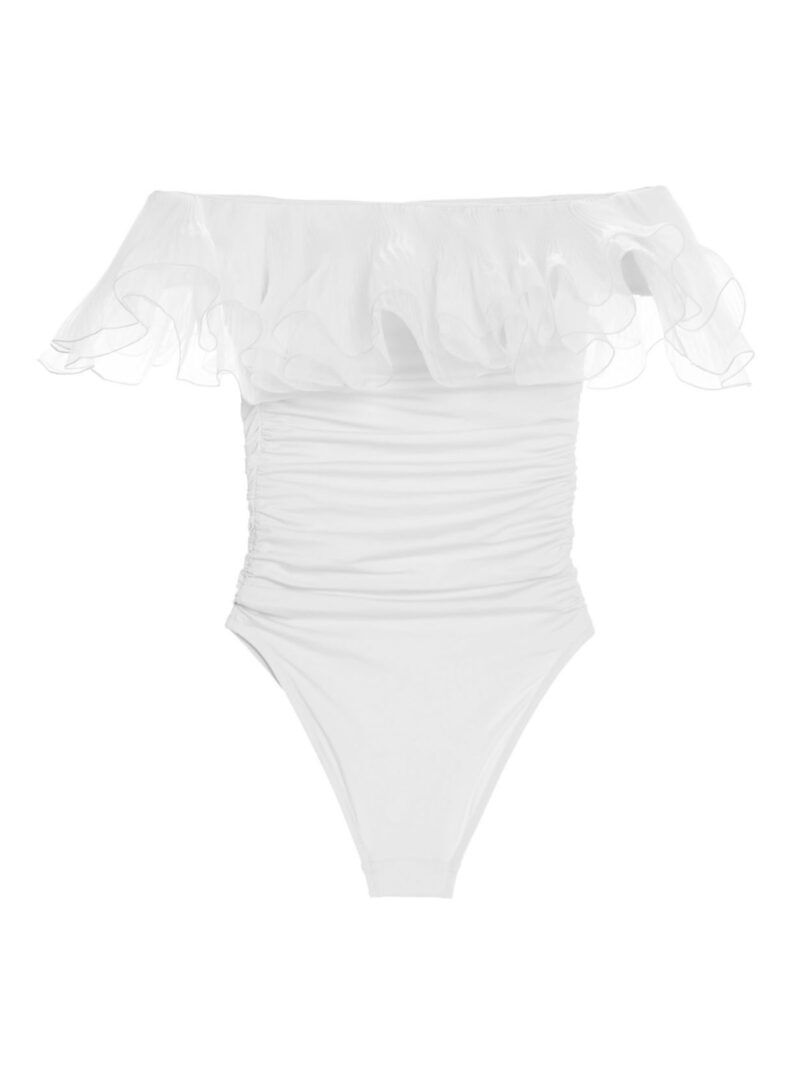 One-piece off-the-shoulder ruffles swimsuit 23CPRVABDB2605LYC1101 GIAMBATTISTA VALLI White