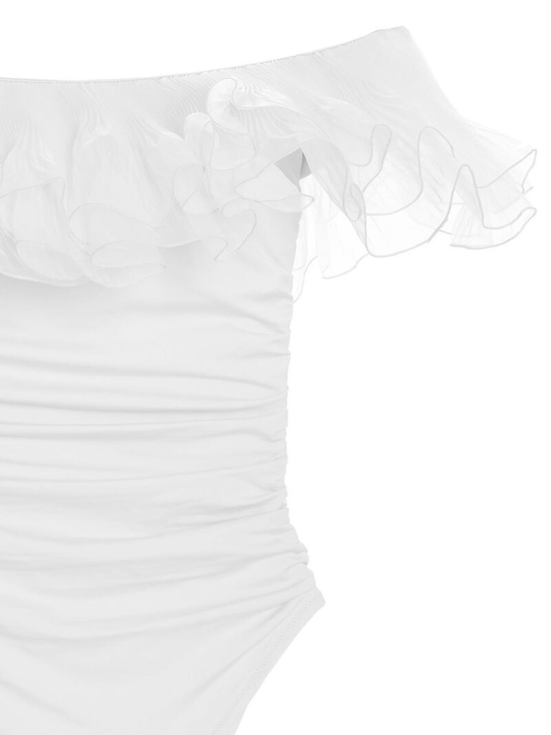 One-piece off-the-shoulder ruffles swimsuit Woman GIAMBATTISTA VALLI White