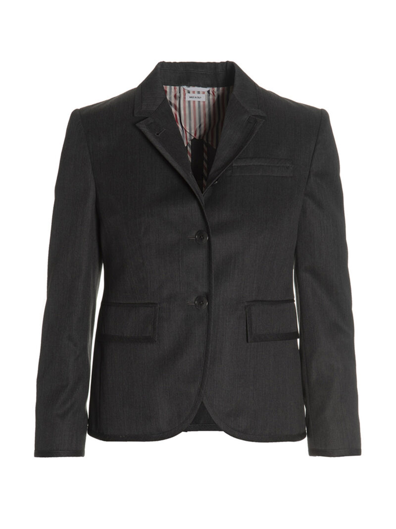 Wool single breast blazer jacket THOM BROWNE Gray