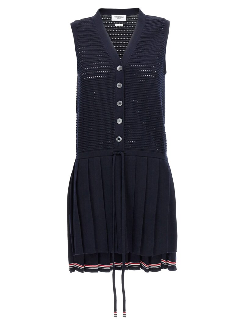 Openwork dress with pleated skirt THOM BROWNE Blue