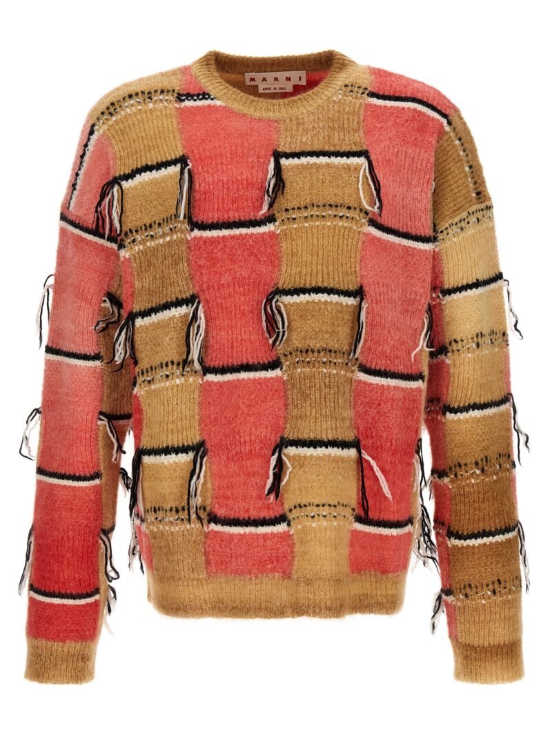 Fringed multicolor sweater MARNI Multicolor