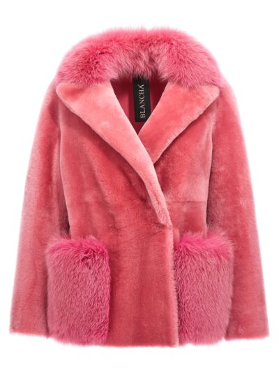 'Merino Straight-Volpe Shadow' fur coat BLANCHA Fuchsia