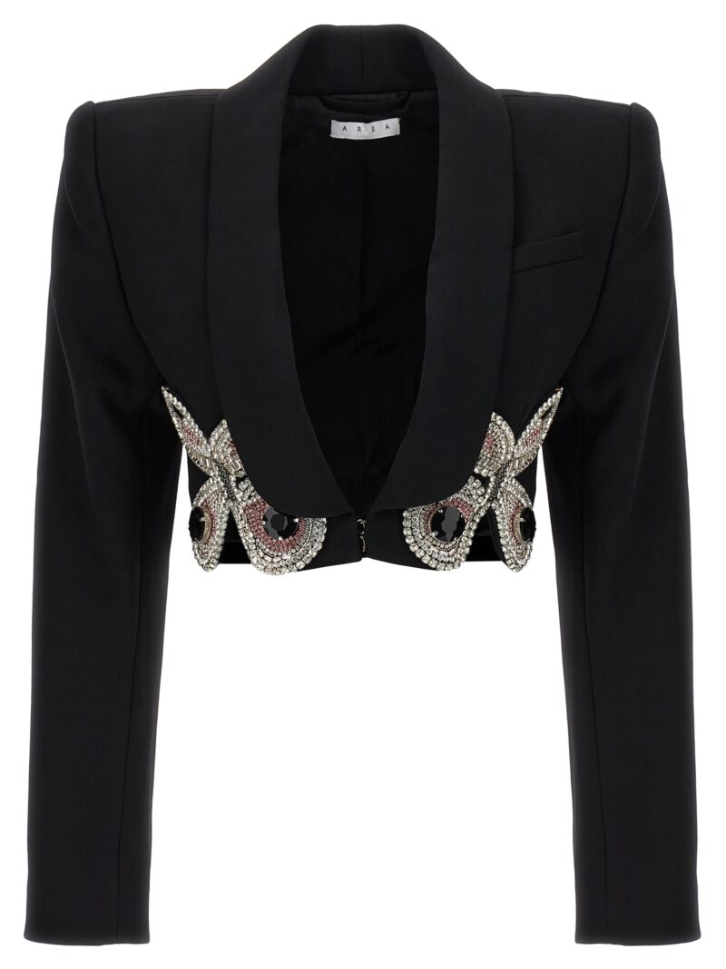 Blazer 'Embroidered Butterfly Cropped' AREA Black
