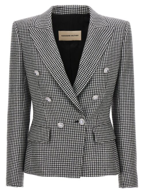 Double-breasted houndstooth blazer ALEXANDRE VAUTHIER White/Black