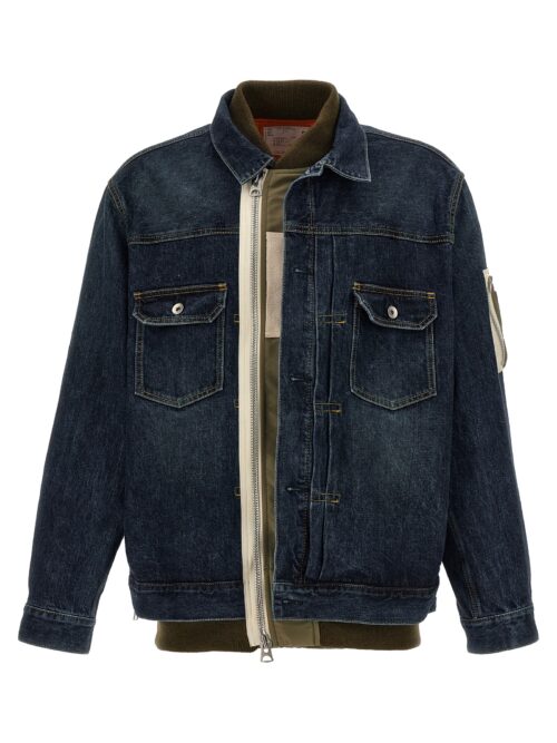 Nylon insert denim jacket SACAI Blue