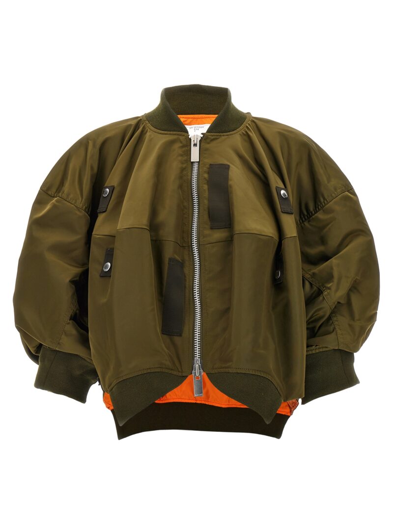 Nylon crop bomber jacket SACAI Green